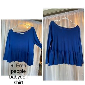Free People Blue Babydoll Top